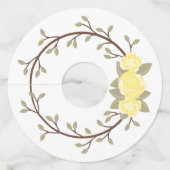 Cute Spring Yellow Floral Wreatparty Wijnglaslabel (Voorkant)