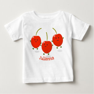 Cute springing red cherries cartoon illustratie