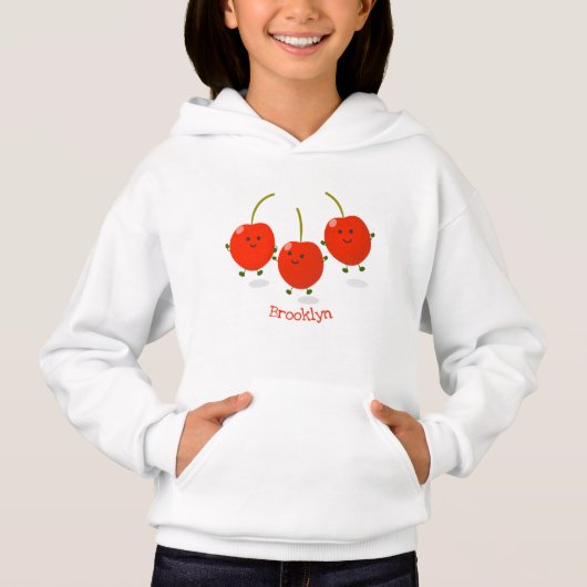 Cute springing red cherries cartoon illustratie (Voorkant)