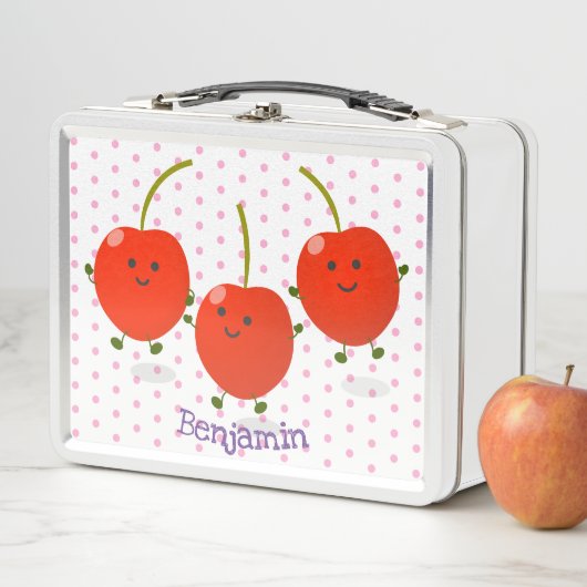 Cute springing red cherries cartoon illustratie (In situ)