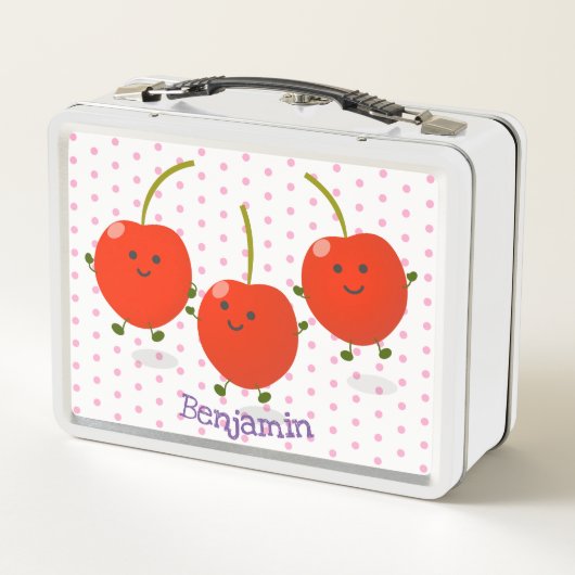 Cute springing red cherries cartoon illustratie (Achterkant)