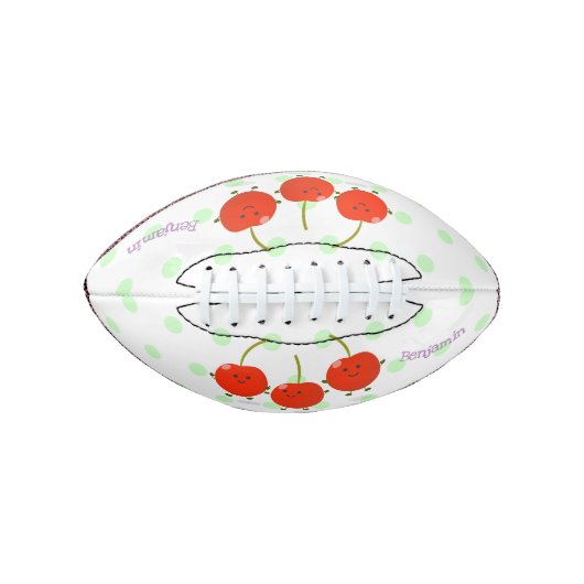 Cute springing red cherries cartoon illustratie american football (Voorkant)
