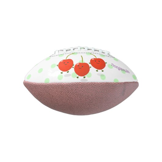 Cute springing red cherries cartoon illustratie american football (Gedraaid 90)