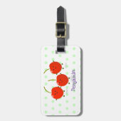 Cute springing red cherries cartoon illustratie bagagelabel (Voorkant verticaal)