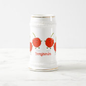 Cute springing red cherries cartoon illustratie bierpul (Center)