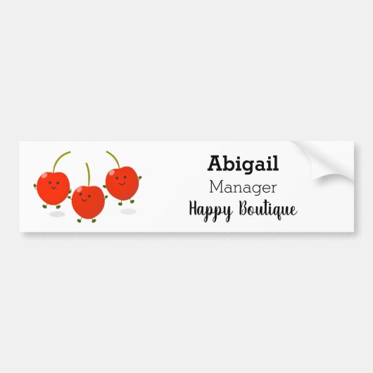 Cute springing red cherries cartoon illustratie bumpersticker (Voorkant)