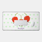 Cute springing red cherries cartoon illustratie bureaumat (Keyboard & Muis)
