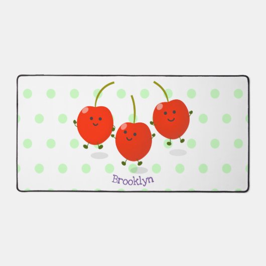 Cute springing red cherries cartoon illustratie bureaumat (Voorkant)
