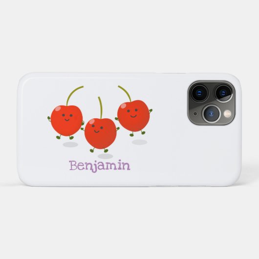 Cute springing red cherries cartoon illustratie Case-Mate iPhone case (Achterkant (horizontaal))