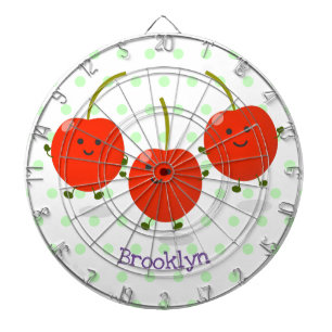 Cute springing red cherries cartoon illustratie dartbord