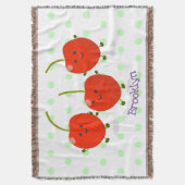 Cute springing red cherries cartoon illustratie deken (Voorkant Verticaal)