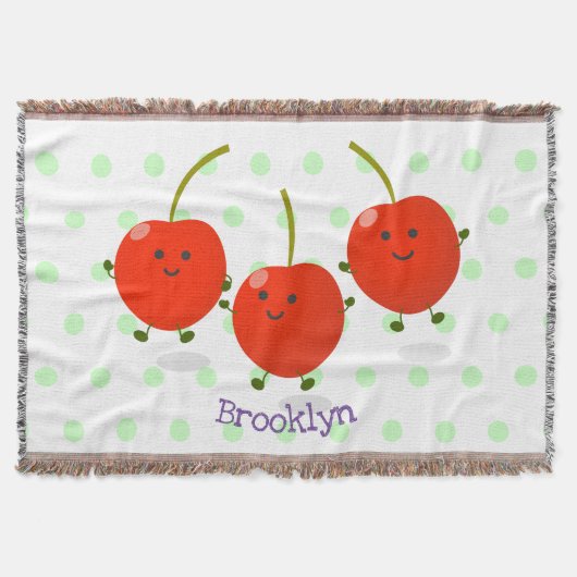 Cute springing red cherries cartoon illustratie deken (Voorkant)