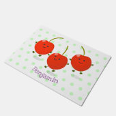 Cute springing red cherries cartoon illustratie deurmat (Schuin)