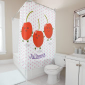 Cute springing red cherries cartoon illustratie douchegordijn (In situ)