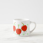 Cute springing red cherries cartoon illustratie espresso kop (Rechts)