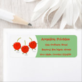 Cute springing red cherries cartoon illustratie etiket (Insitu)