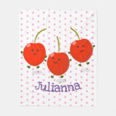 Cute springing red cherries cartoon illustratie fleece deken (Voorkant)