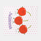 Cute springing red cherries cartoon illustratie fleece deken (Voorkant (Horizontaal))