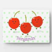 Cute springing red cherries cartoon illustratie fotoplaat (voorkant)