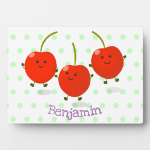 Cute springing red cherries cartoon illustratie fotoplaat