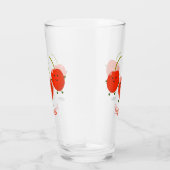 Cute springing red cherries cartoon illustratie glas (Rechts)
