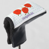 Cute springing red cherries cartoon illustratie golfheadcover (3/4 voorkant)
