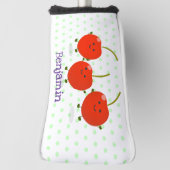 Cute springing red cherries cartoon illustratie golfheadcover (Draai 90)
