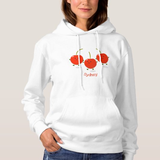 Cute springing red cherries cartoon illustratie hoodie (Voorkant)