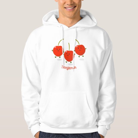Cute springing red cherries cartoon illustratie hoodie (Voorkant)