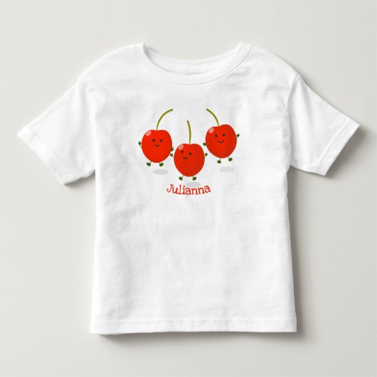 Cute springing red cherries cartoon illustratie kinder shirts (Voorkant)