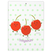 Cute springing red cherries cartoon illustratie klembord (Achterkant)