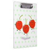 Cute springing red cherries cartoon illustratie klembord (Rechts)