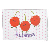 Cute springing red cherries cartoon illustratie kussensloop (Voorkant)
