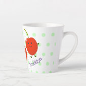 Cute springing red cherries cartoon illustratie latte mok (Rechts)