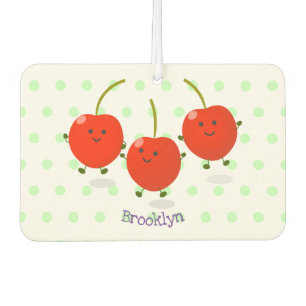 Cute springing red cherries cartoon illustratie luchtverfrisser