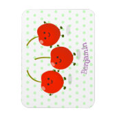 Cute springing red cherries cartoon illustratie magneet (Verticaal)