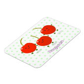 Cute springing red cherries cartoon illustratie magneet (Linkerzijde)