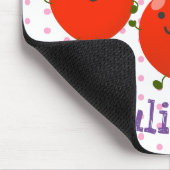 Cute springing red cherries cartoon illustratie muismat (Hoek)