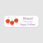 Cute springing red cherries cartoon illustratie naamplaatje (Voorkant)
