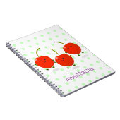 Cute springing red cherries cartoon illustratie notitieboek (Rechterzijde)
