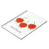 Cute springing red cherries cartoon illustratie notitieboek (Linkerzijde)