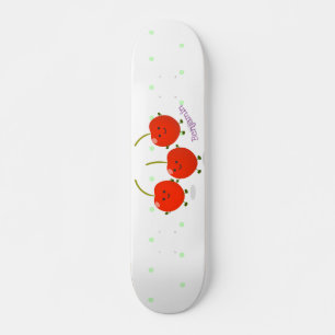Cute springing red cherries cartoon illustratie persoonlijk skateboard
