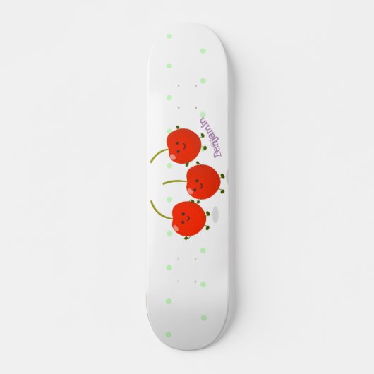 Cute springing red cherries cartoon illustratie persoonlijk skateboard (Voorkant)