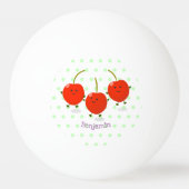 Cute springing red cherries cartoon illustratie pingpongbal (Achterkant)