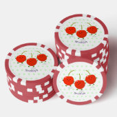 Cute springing red cherries cartoon illustratie poker chips (Opstapeling)