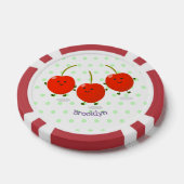 Cute springing red cherries cartoon illustratie poker chips (Enkel)