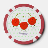 Cute springing red cherries cartoon illustratie poker chips (Achterkant)