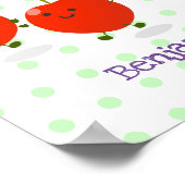 Cute springing red cherries cartoon illustratie poster (Hoek)