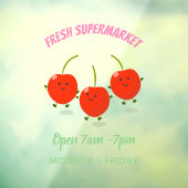Cute springing red cherries cartoon illustratie raamsticker (Vel 3)