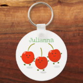 Cute springing red cherries cartoon illustratie sleutelhanger (Voorkant)